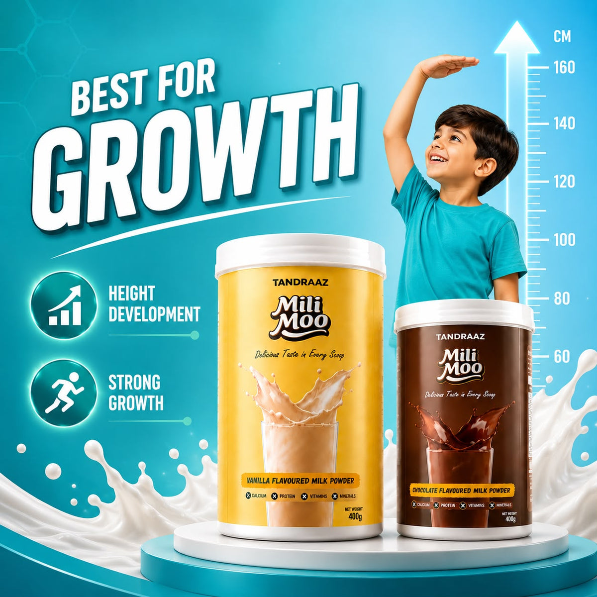 Tandraaz MiliMoo – Vanilla & Chocolate Flavoured Milk Powder for Kids (400g)