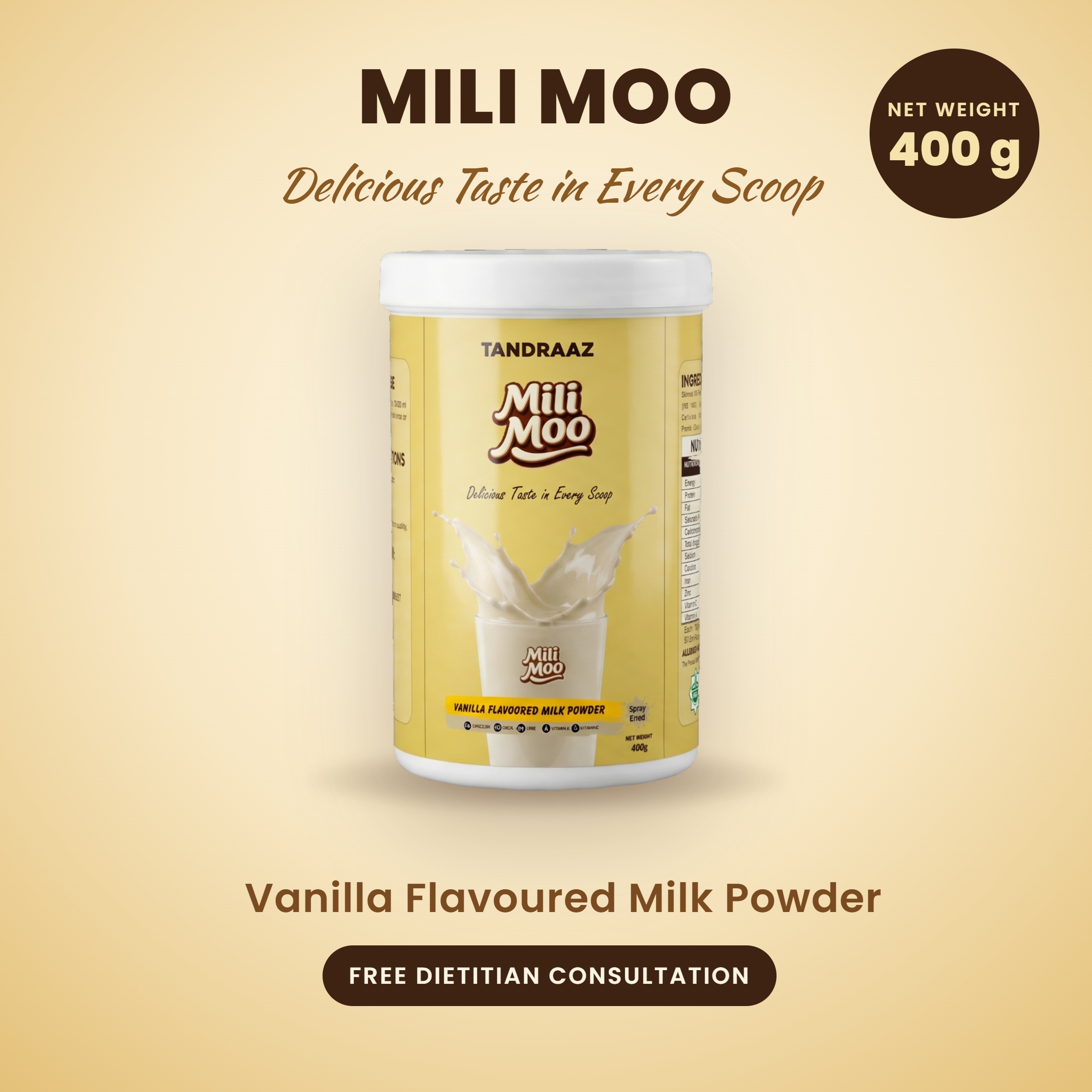 Tandraaz Mili Moo Vanilla Flavoured Milk Powder